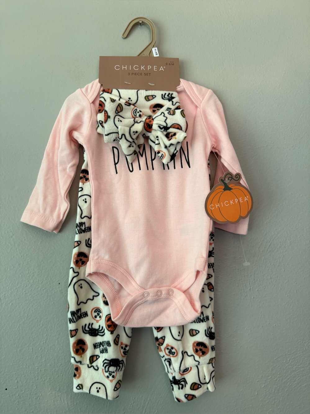 chick pea Pink 'Pumpkin' Baby Matching Set - 3 Piece